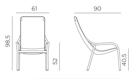 Net loungestoel senape