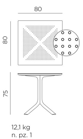 Afmetingen nardi clip 80 tafel